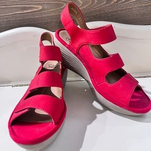 New Clarks Reedly Juno Wedge Sandal red